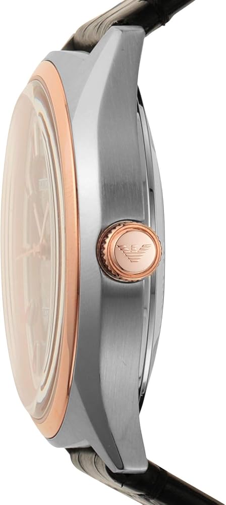 Emporio Armani Zeta Skeleton Automatic Silver Dial Black Leather Strap Watch For Men - AR60018 - Image 4